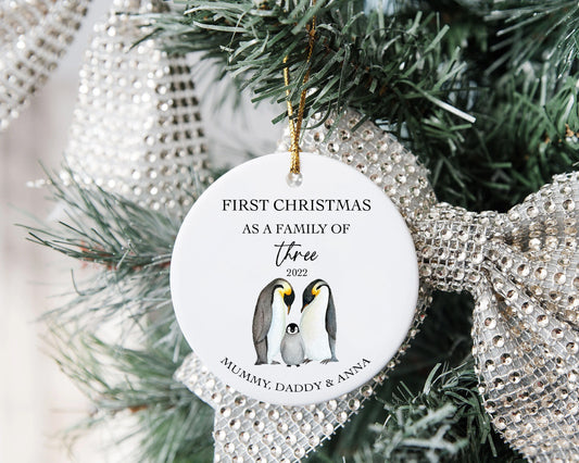 Personalised First Christmas as a Family of Three Decoration
