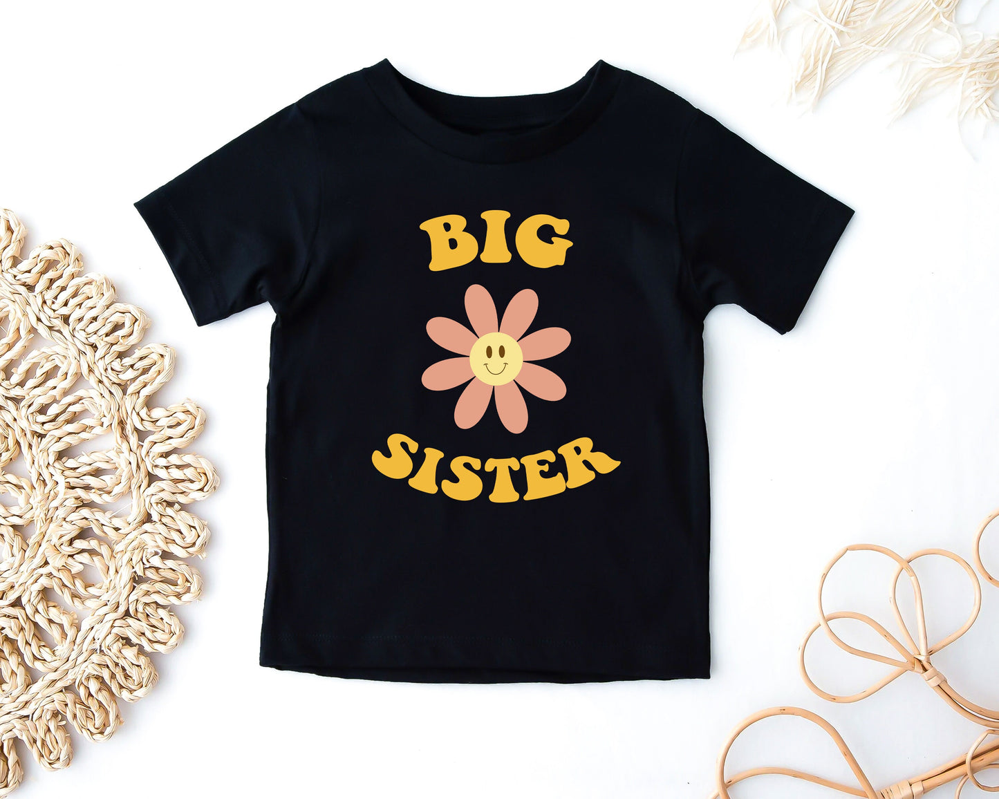 Big Sister Boho Kids T-Shirt, Promoted to Big Sister