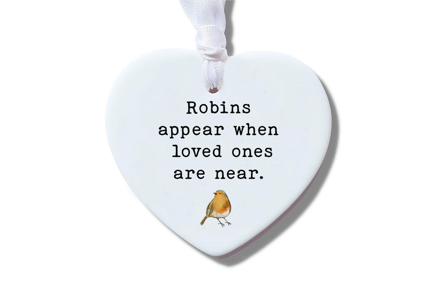 Robins Appear Ceramic Heart Ornament