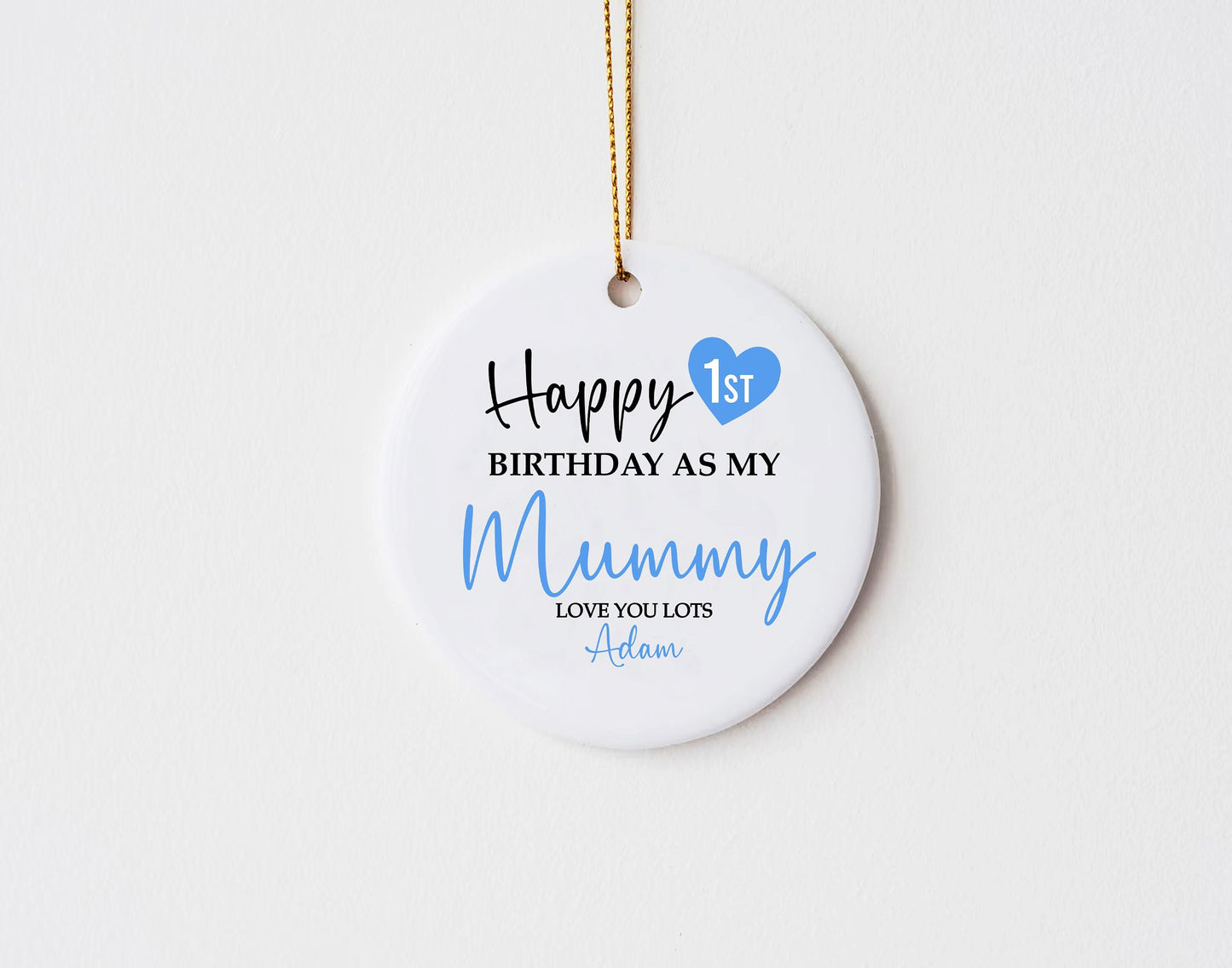 Happy 1st Birthday Mummy Pink/blue Round Keepsake, Ceramic Ornament