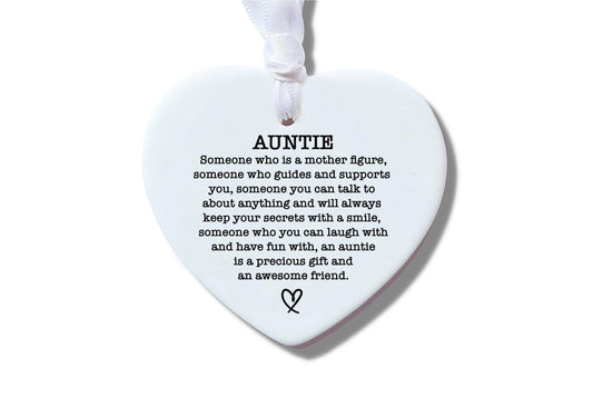 Auntie Keepsake, Ceramic Heart Ornament