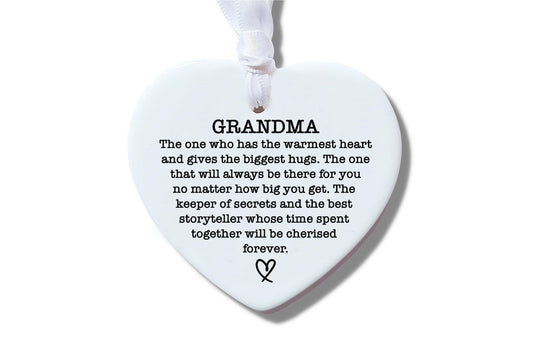 Grandma Keepsake, Ceramic Heart Ornament, Present For Grandma