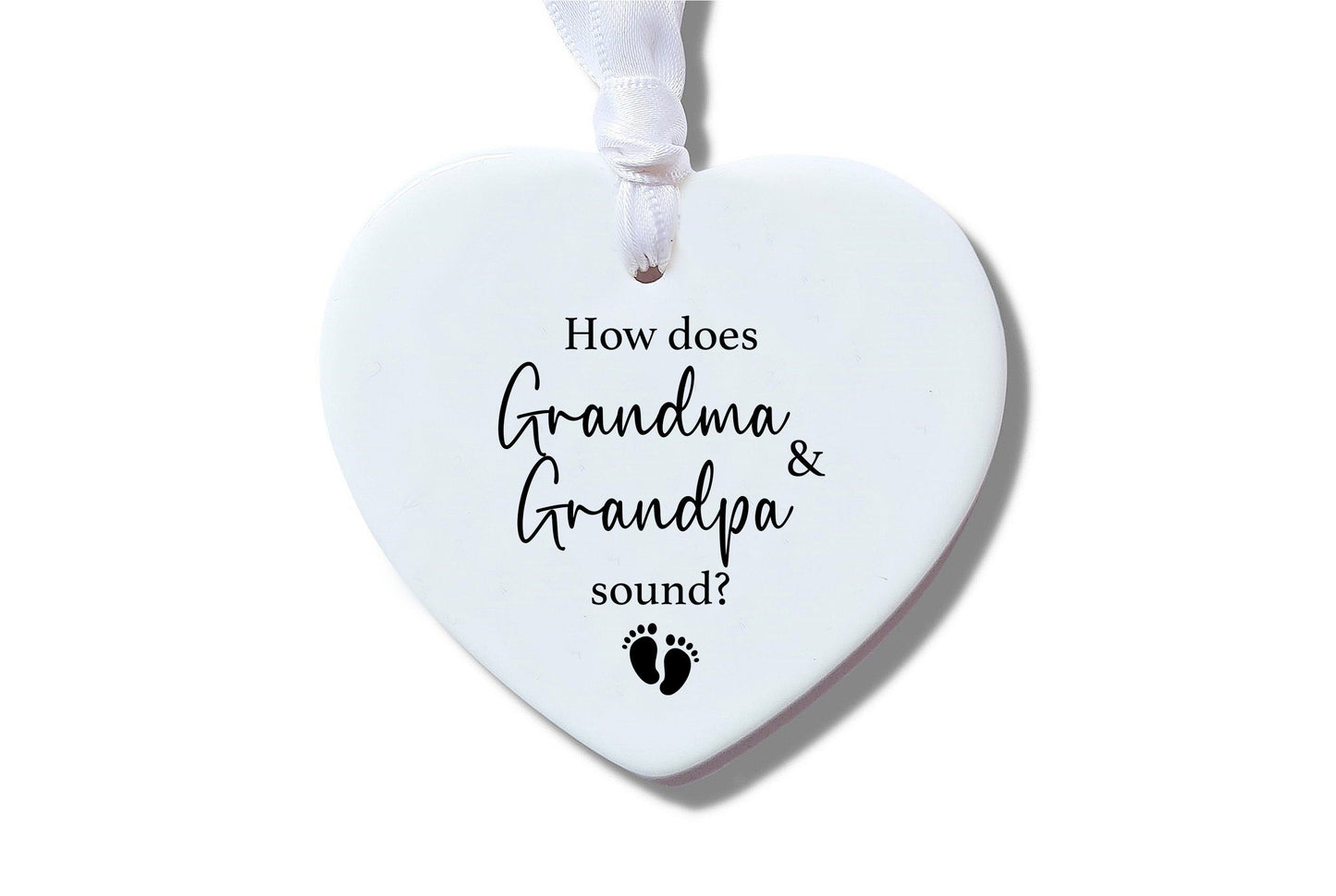 How does Grandma and Grandpa sound?, Ceramic Heart Ornament