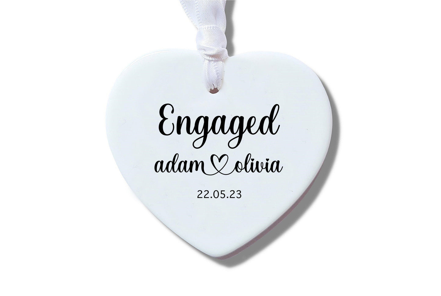 Personalised Engagement heart keepsake Ornament