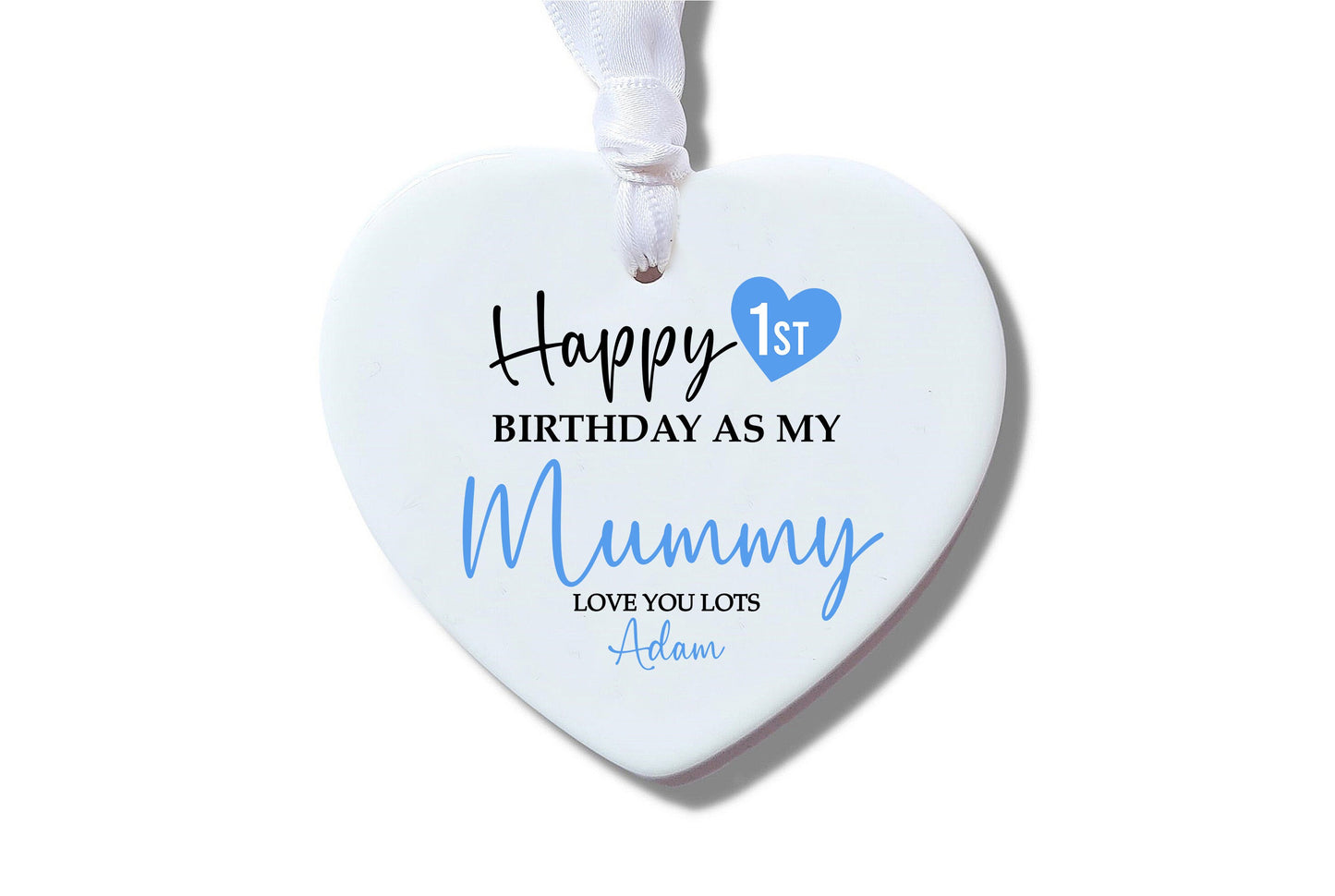 Happy 1st Birthday Mummy Pink Keepsake, Ceramic Heart Ornament