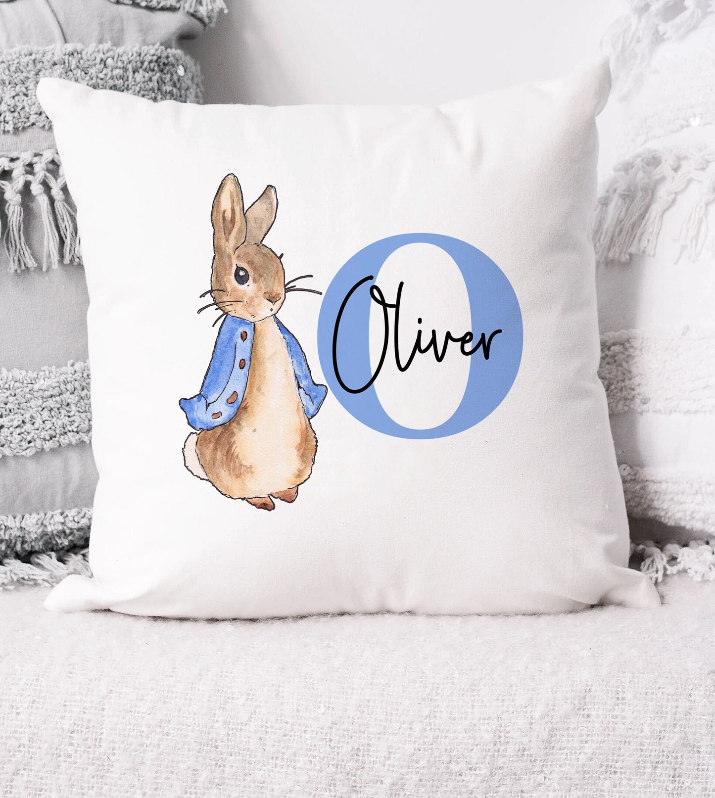 personalised Bunny Rabbit Cushion Cover, Soft Microfibre Cover