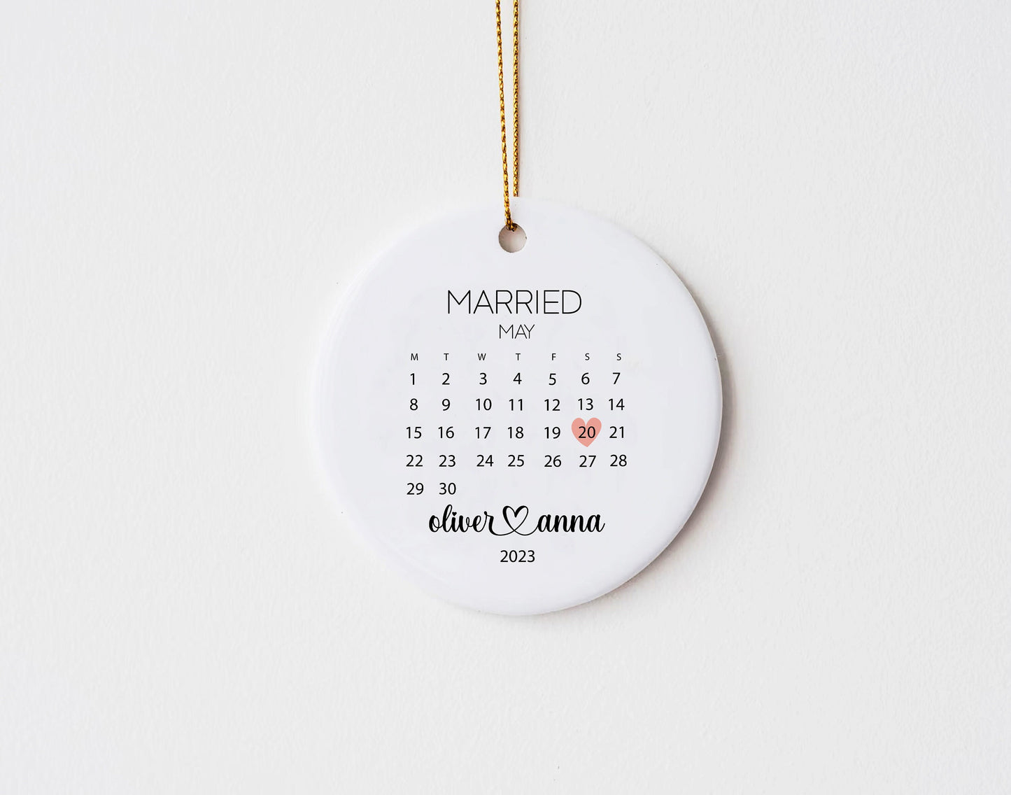 Personalised Calendar With Names Heart Keepsake Ornament