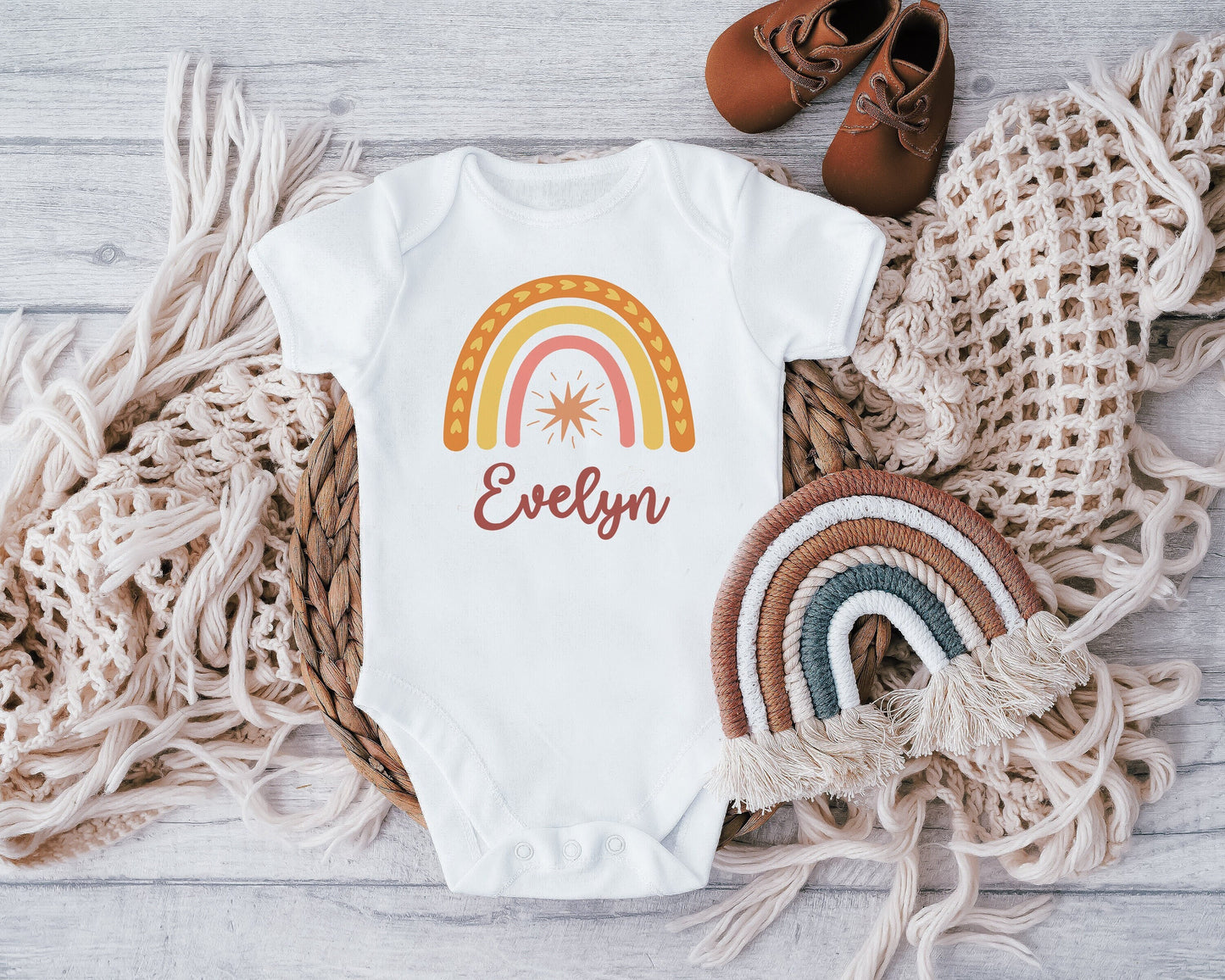 Personalised Cute Rainbow Baby Vest, Baby Grow